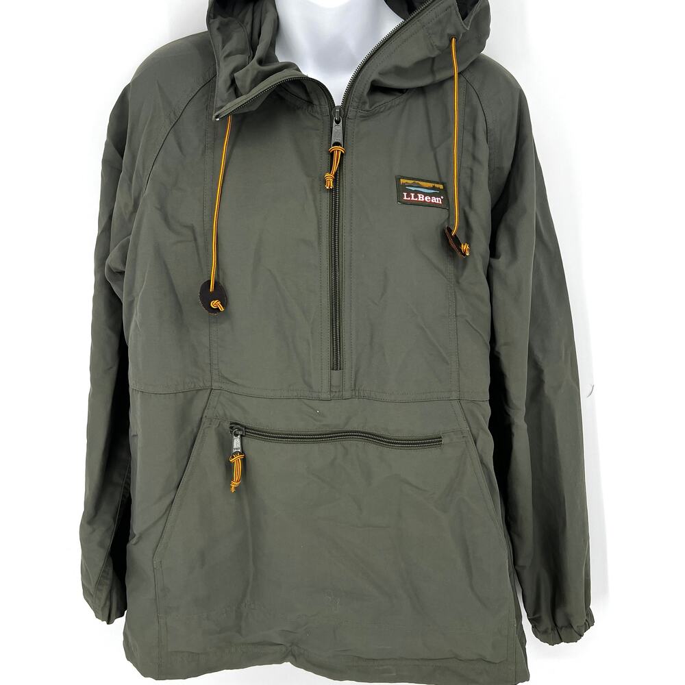 L. L. Bean Womens Army Green Hooded Pullover Half Zip Anorak Jacket S Preowned - Picture 7 of 7